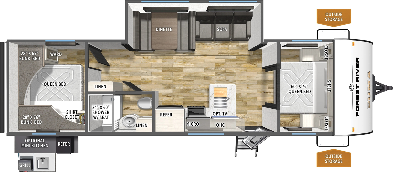floorplan image of 2027 FOREST RIVER PUMA CAMPING EDITION 303 BHCE
